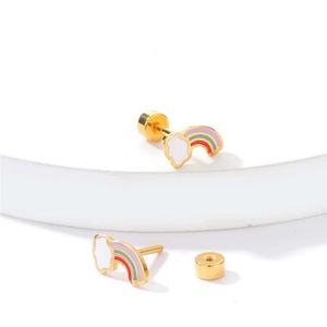 18K gold plated rainbow stud earrings